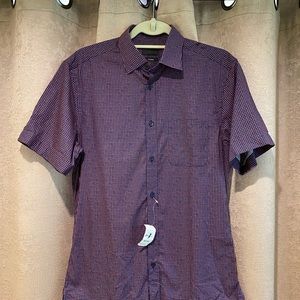 Zegna Tapered Red Check Short Sleeve Shirt M